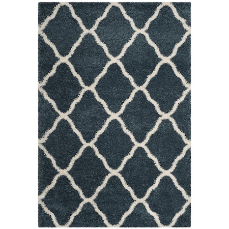 Flowers First 5 ft. 1 in. x 7 ft. 6 in. Hudson Shag Power Loomed Rug, Slate Blue & Ivory - Medium Rectangle FL1862561